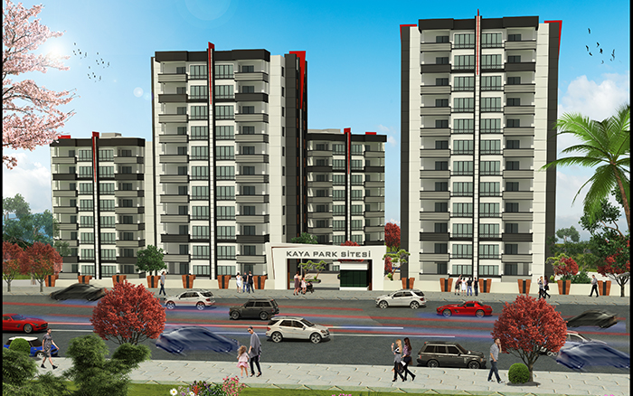 Kaya Park Sitesi dört bloğunu birlikte gösteren proje görseli
